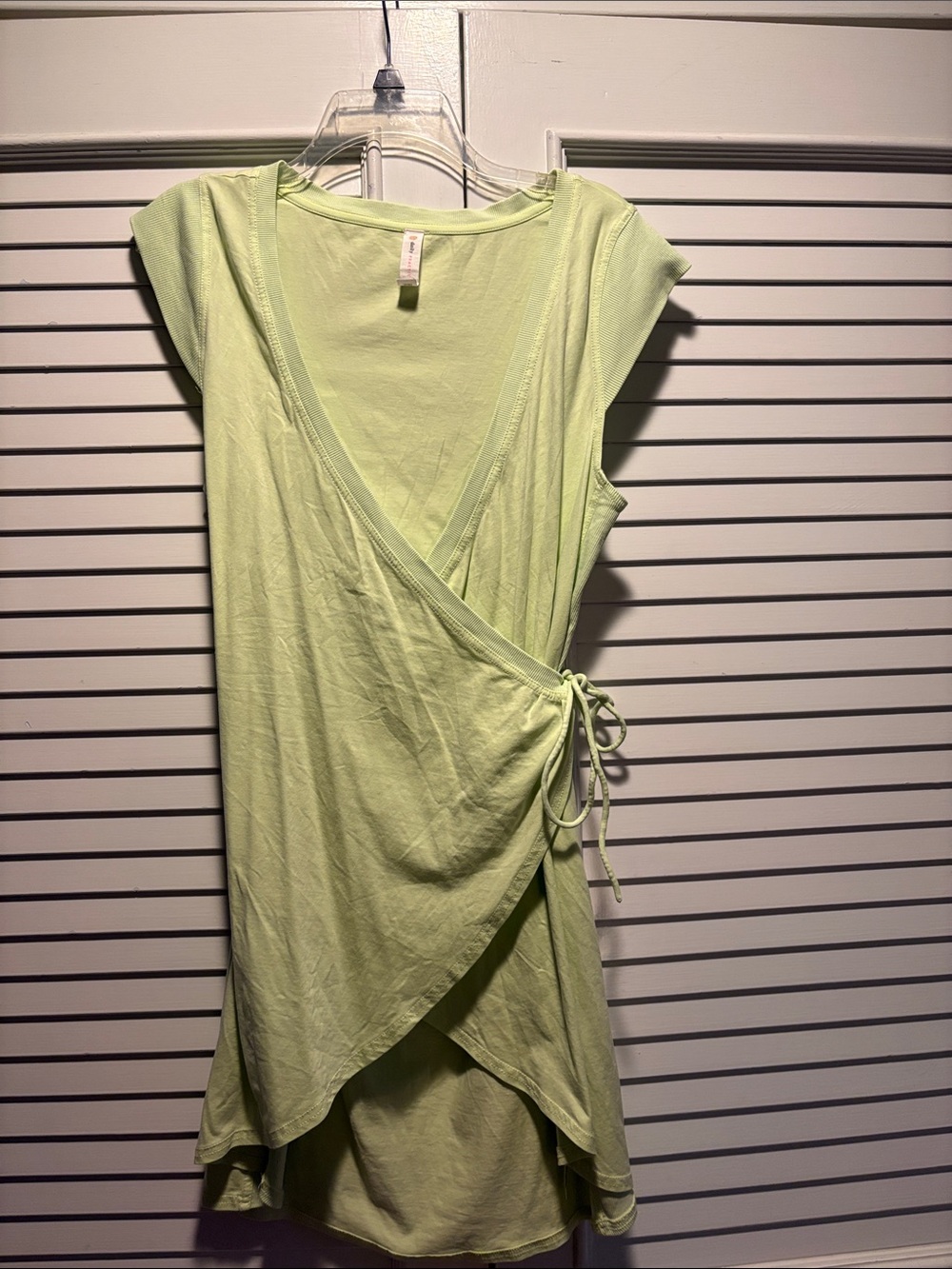 Womens High-Low Wrap Dress in Light Lime